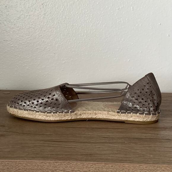 Eileen Fisher Lee 2 Espadrille Sandals Closed Toe 6 US Leather Flats Mica Jute - Picture 9 of 12